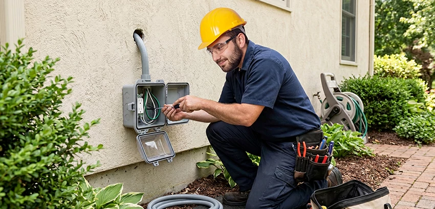 Outdoor Outlet Installation on Vinyl Siding in Lexington